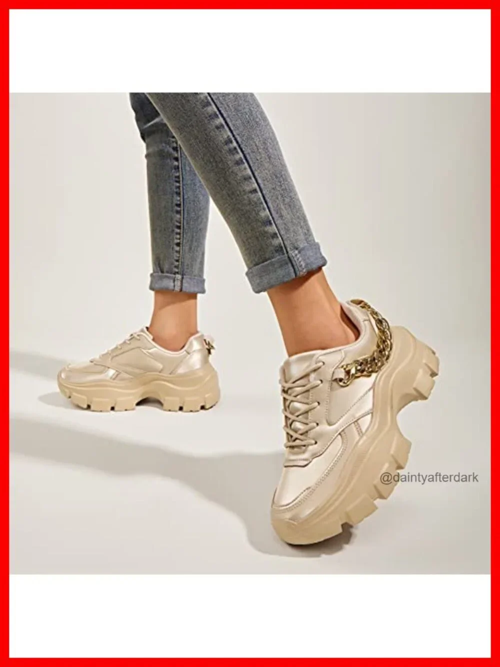 Chunky Platform Dad Sneakers Lace-Up Walking Shoes Lightweight PU